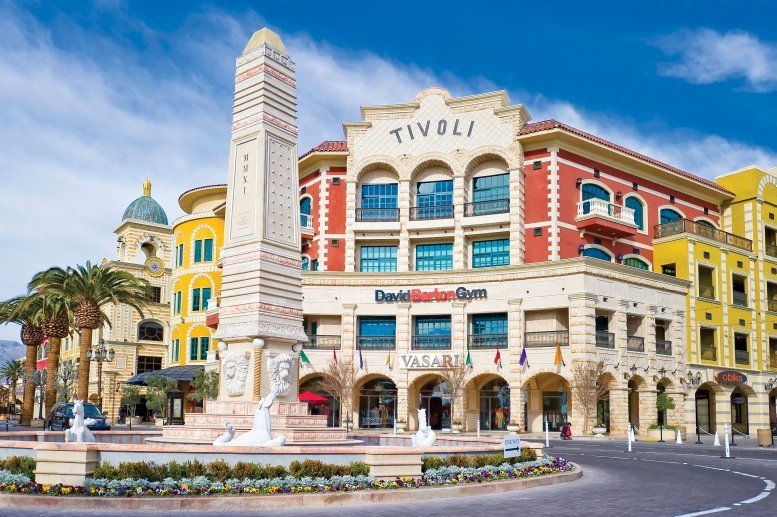 Tivoli Village's plaza and fountain