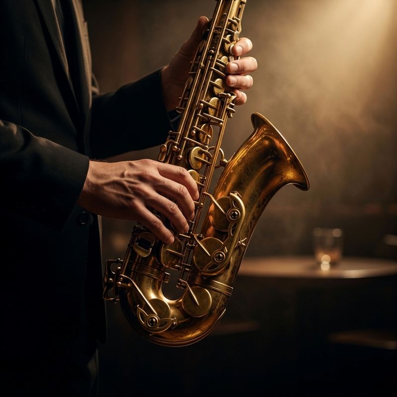Hands playing a saxophone during a woodwind lesson