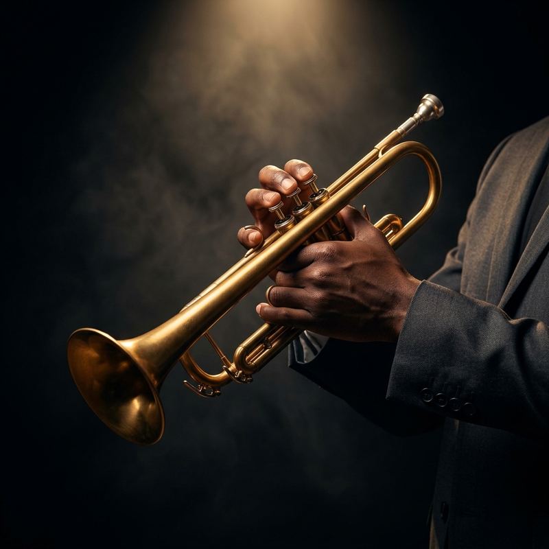 Hands holding a trumpet during a brass lesson